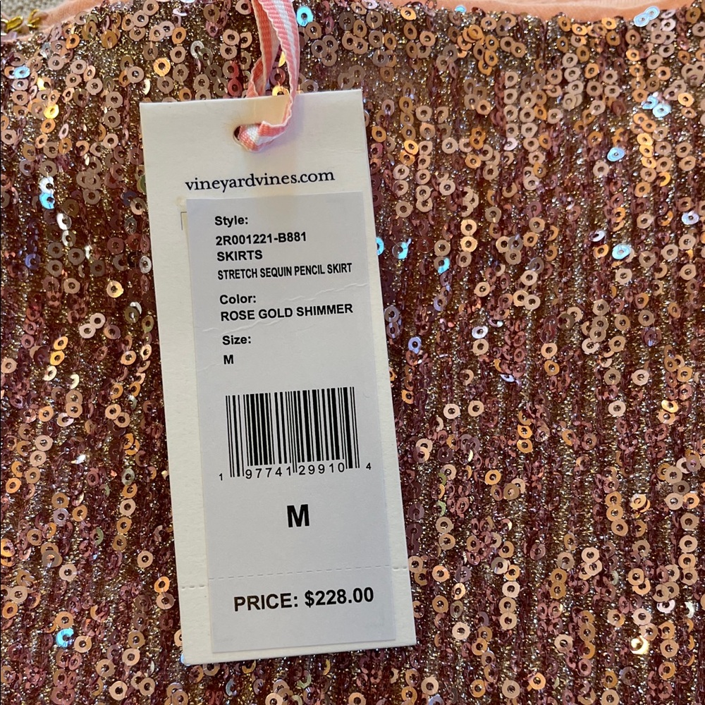 Vineyard Vines Rose Gold Sequin Pencil Skirt - Picture 2 of 5